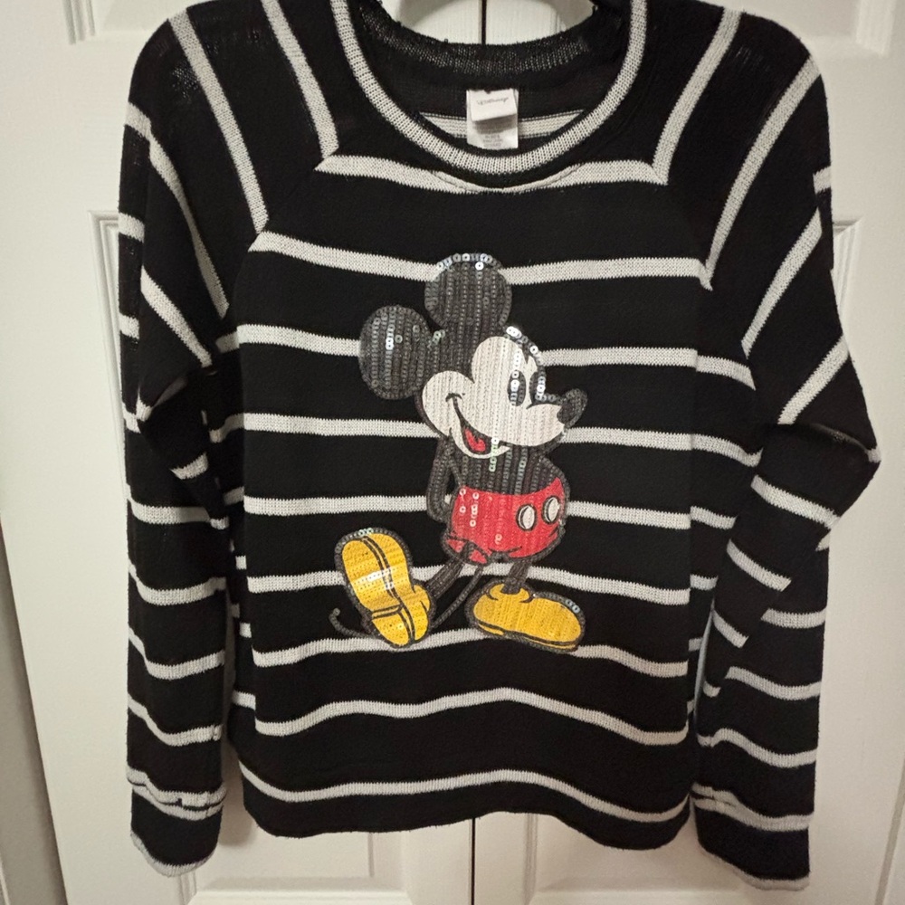 Disney Black and White Striped Sweater